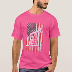 T-shirt Huile Rig USA Drapeau américain Landman Oilfield W