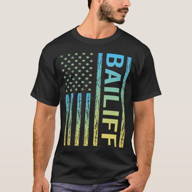 T-shirt Huissier bleu jaune (Devant)