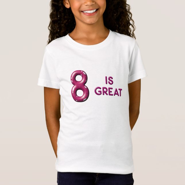 T-Shirt Huit est Grand Puffy Balloon Texte Anniversaire T- (Devant)