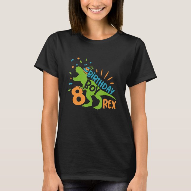 T-shirt Huit Rex 8e anniversaire garçon Dinosaur 8 ans (Devant)