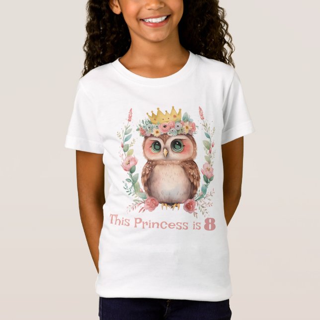 T-Shirt Huitième anniversaire de la petite princesse Owl (Devant)