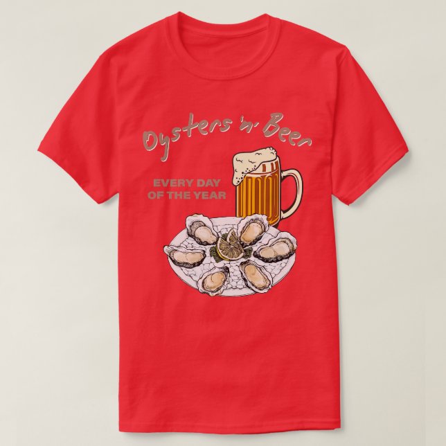 T-shirt Huîtres et bière tous les jours de l'année Drôle o (Design devant)