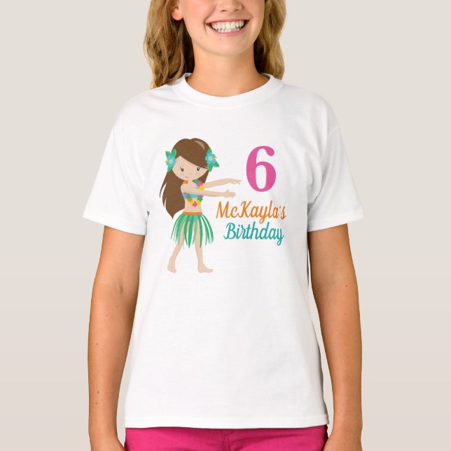 T-shirt Hula Girl Dancer mignonne Anniversaire de enfant p (Devant)