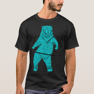 T-shirt Hula Hooping Hoop Dancing Blue Hipster Bear Art Pr