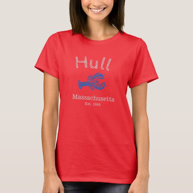 T-shirt Hull Massachusetts Blue Lobster T-shirt, foncé, W (Devant)
