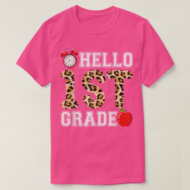 T-shirt Hum 1st Grade Leopard Teacher (Design devant)