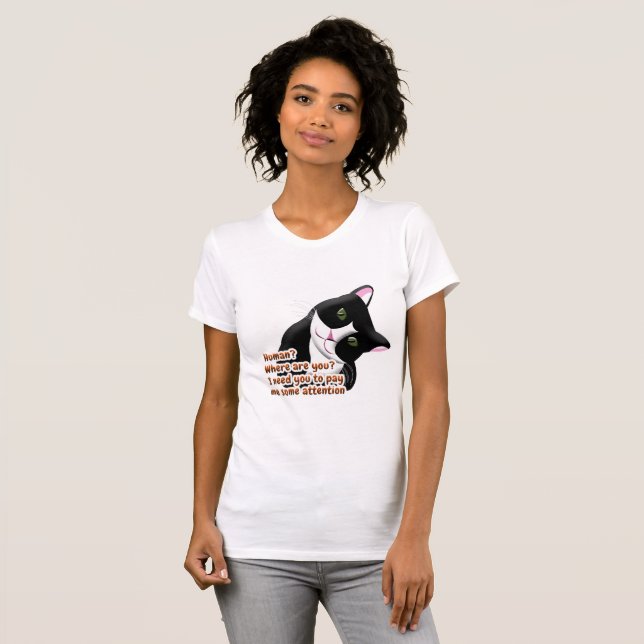 T-shirt Humain ? Où es-tu ? Chat (Devant entier)