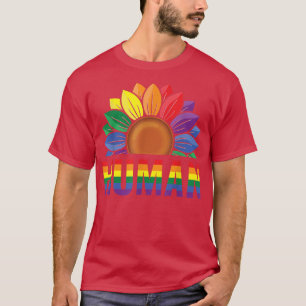 T-shirt Human Gay Sunflower Pride Rainbow Proud Support Eq