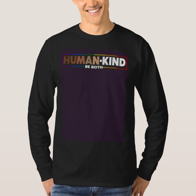 T-shirt Human Kind Be Both LGBTQ Ally Pride Rainbow Positi (Devant)