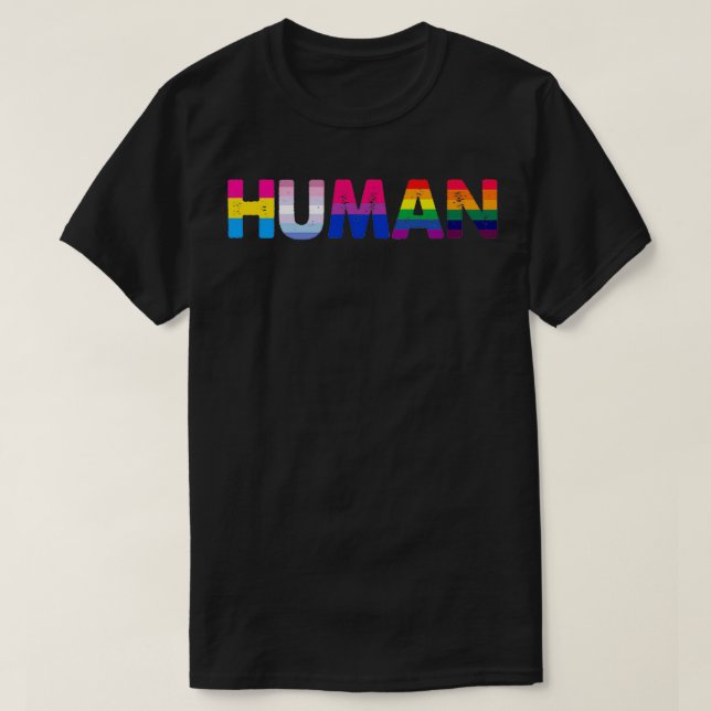 T-shirt HUMAN LGBT Drapeau Gay pride Mois Transgenre Rainb (Design devant)