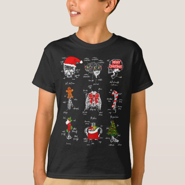 T-shirt Human Skeleton Anatomy Christmas Medical Student X (Devant)