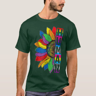 T-shirt HUMAN Sunflower LGBT Flag Gay Lesbian Pride Ally L