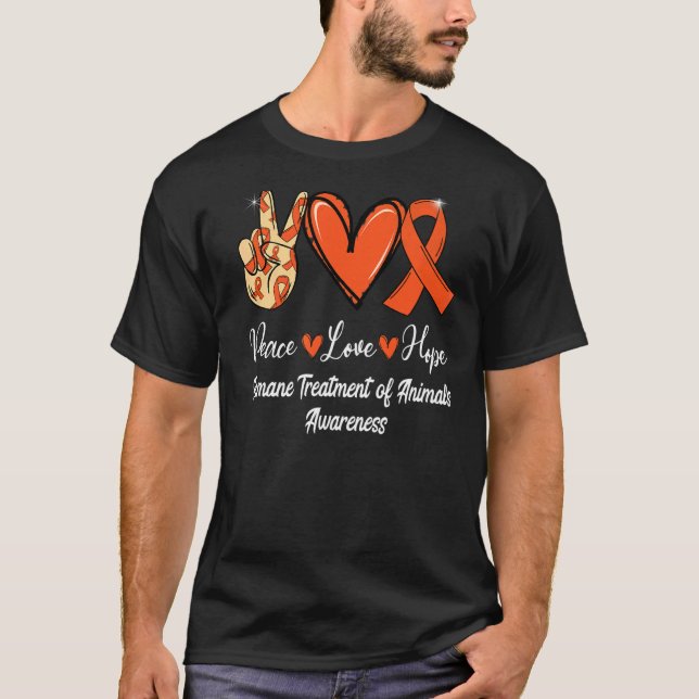 T-shirt Humane Traitement des animaux Paix Aimer Espérance (Devant)