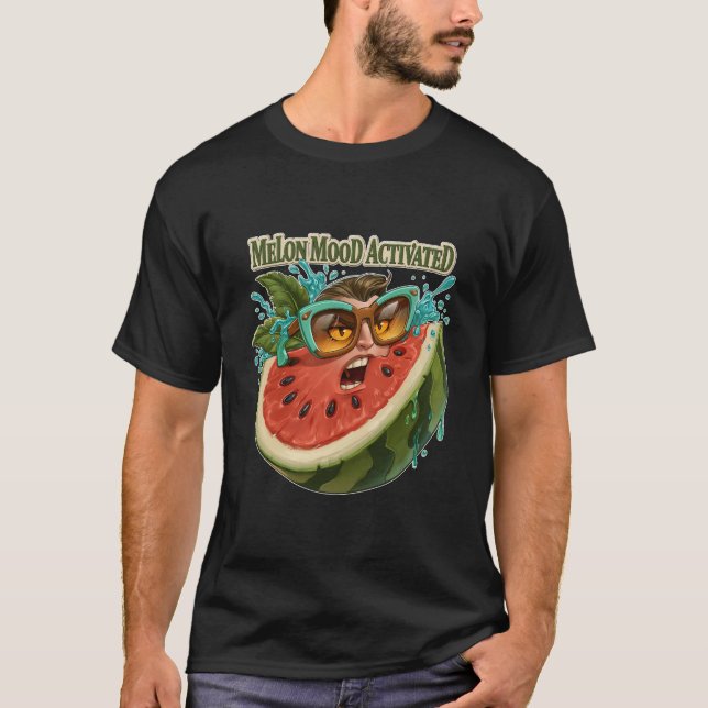 T-shirt Humeur Melon Activée Drôle Visage Pastèque (Devant)