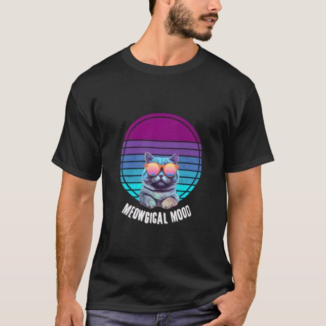 T-shirt Humeur Meowgical - Vibes de chat Retro (Devant)