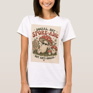 T-shirt Humeur Sporadique – Design Rétro Champignon Mignon