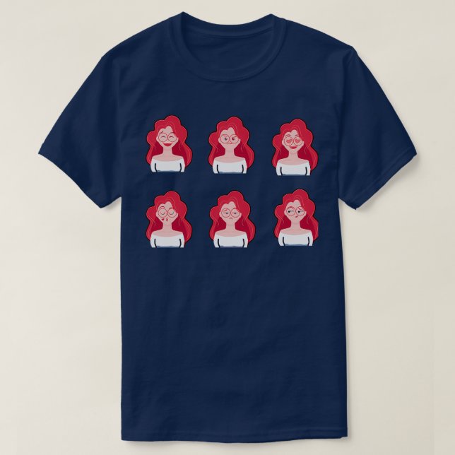 T-shirt Humeurs de filles à tête rouge (Design devant)