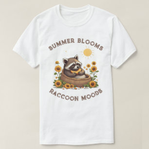 T-shirt Humeurs de raton laveur en fleurs d'été