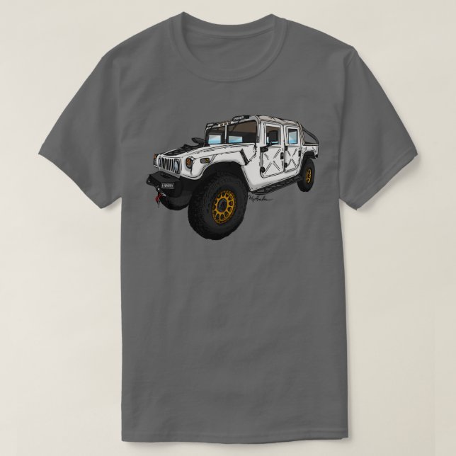 T-shirt Hummer H1 avec roues de méthode  (Design devant)