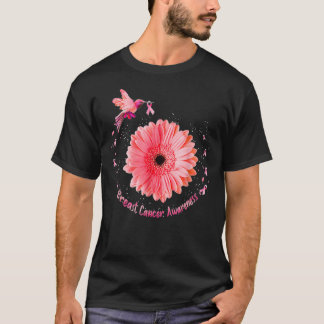 T-shirt Hummingbird Bird Pink Daisy Breast Cancer Awarenes