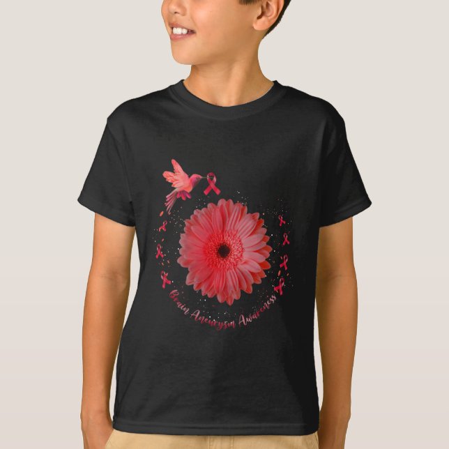 T-shirt Hummingbird Bourgogne Sunflower Cerveau Aneurysme  (Devant)