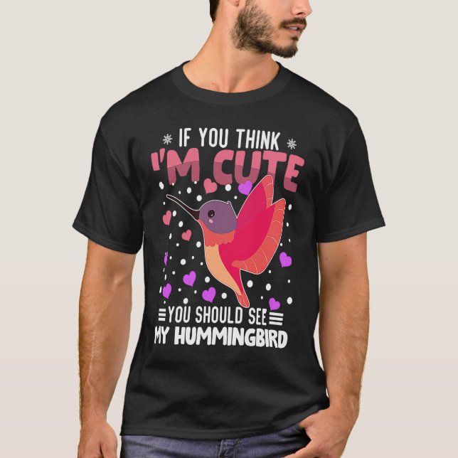T-shirt Hummingbird Heart Valentine's Day Animal For Women (Devant)
