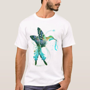 T-shirt Hummingbird Holding Turquoise Ribbon Cancer de l'o