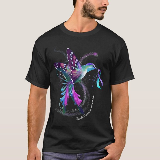 T-shirt Hummingbird Purple Ribbon Prévention du suicide (Devant)