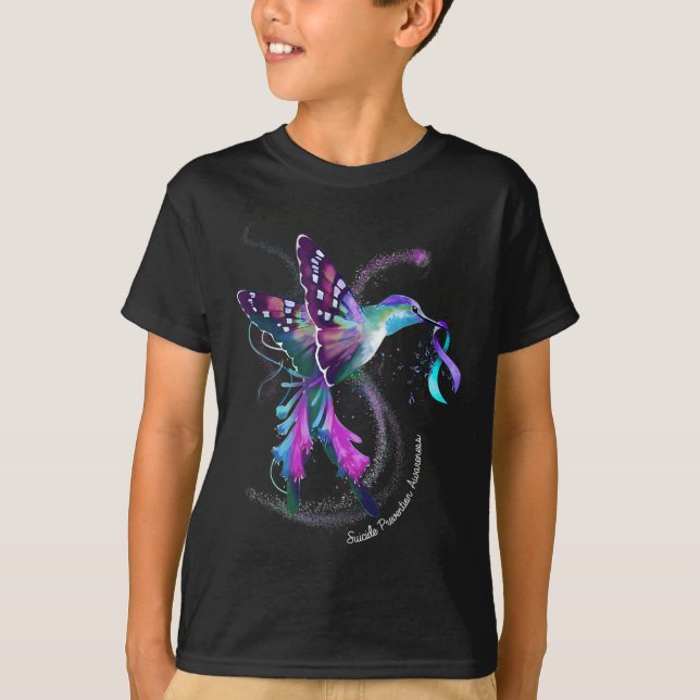 T-shirt Hummingbird Purple Ribbon Prévention du suicide (Devant)