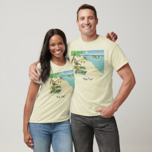 T-shirt Humoristique Père Noël et Reindeer Beach Surfing H
