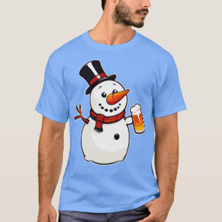 T-shirt Humoristique Snowman Beer Party Drôle Design pour