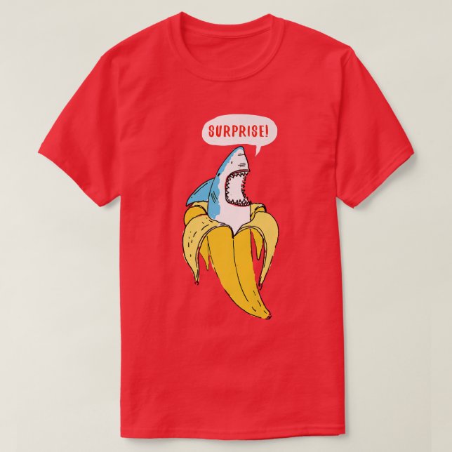 T-shirt Humour à la mode Banana Shark Surprise (Design devant)