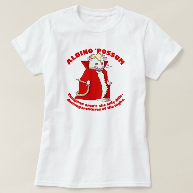 T-shirt Humour animal albinos de vampire drôle d'opossum (Design devant)