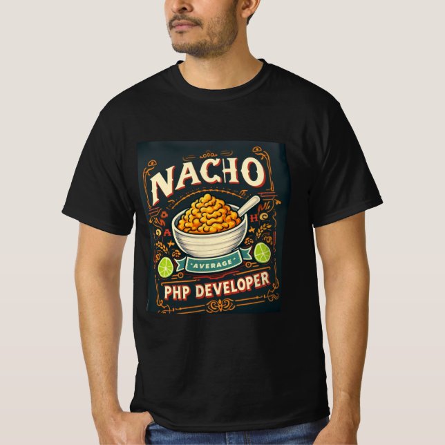 T-shirt Humour de code Cheesy - Nacho Développeur PHP moye (Devant)