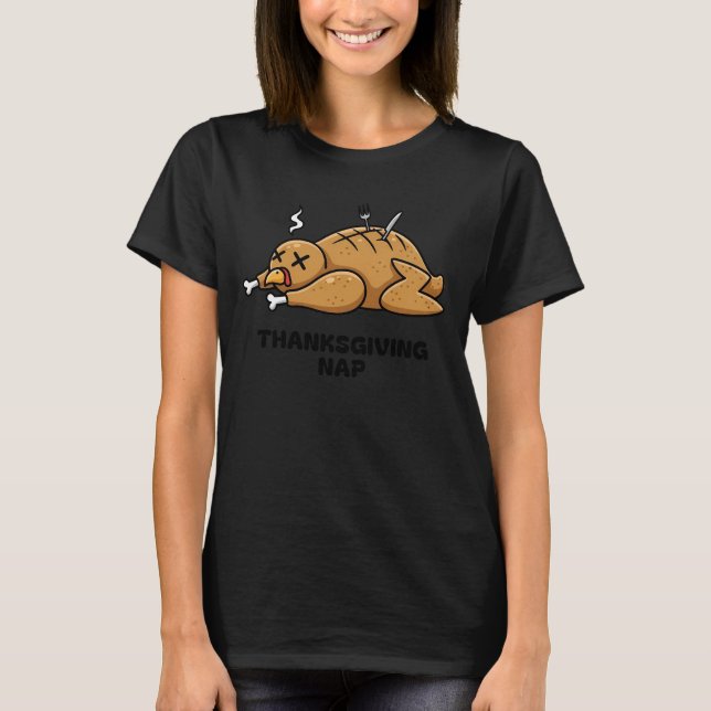 T-shirt Humour de dinde endormie pour Thanksgiving (Devant)