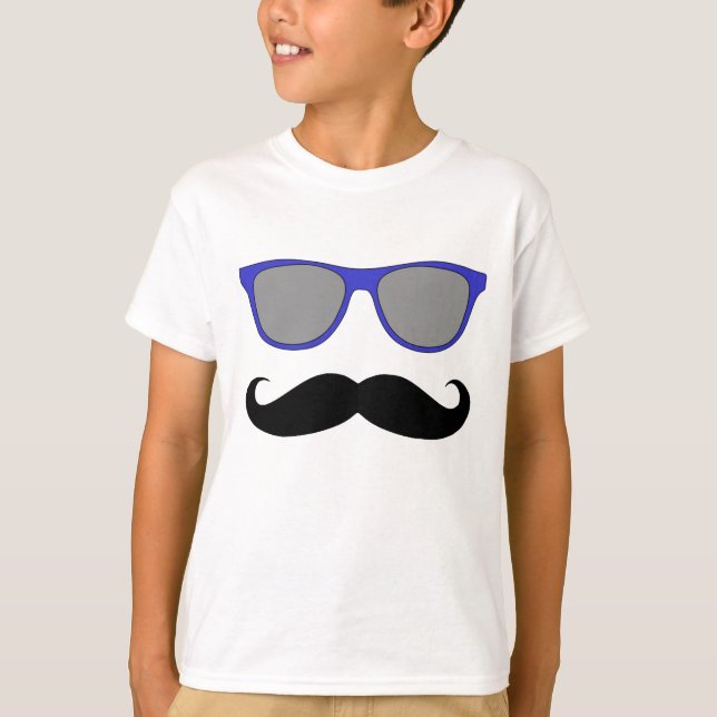 T-shirt Humour de moustache et lunettes de soleil bleues (Devant)
