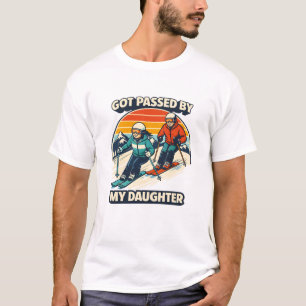 T-shirt Humour de papa skieur rétro dépassé par sa fille s