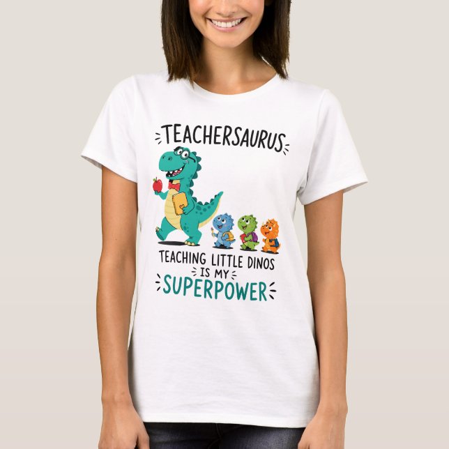 T-shirt Humour de professeur Teachersaurus avec de petits  (Devant)