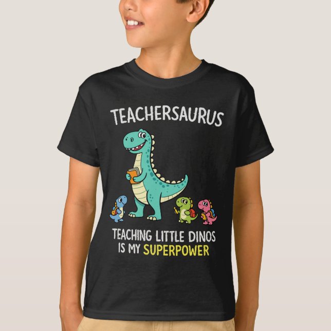 T-shirt Humour de professeur Teachersaurus avec de petits  (Devant)