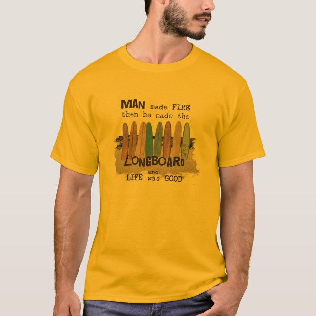 T-shirt Humour de surf de l'homme précoce avec Longboards (Devant)