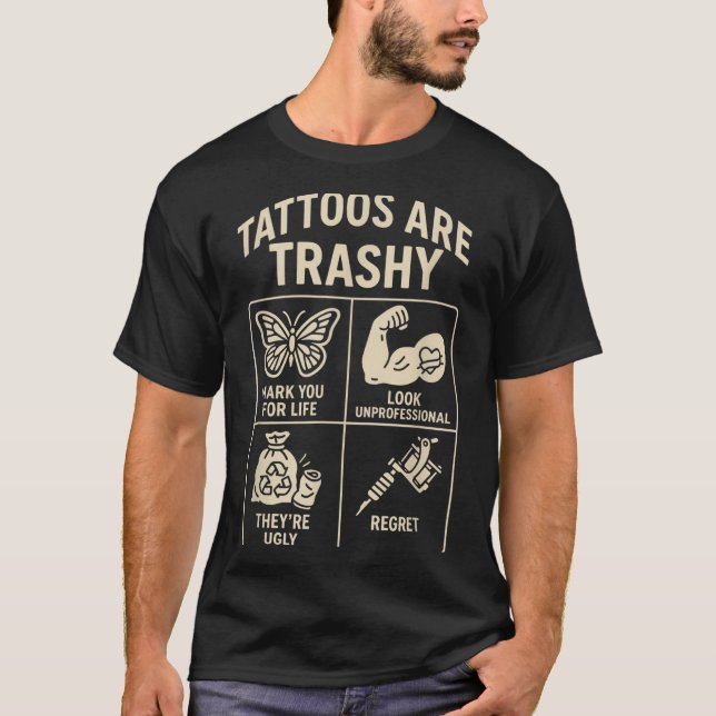 T-shirt Humour de tatouage Icônes Trashy Tatto Parodie Tat (Devant)