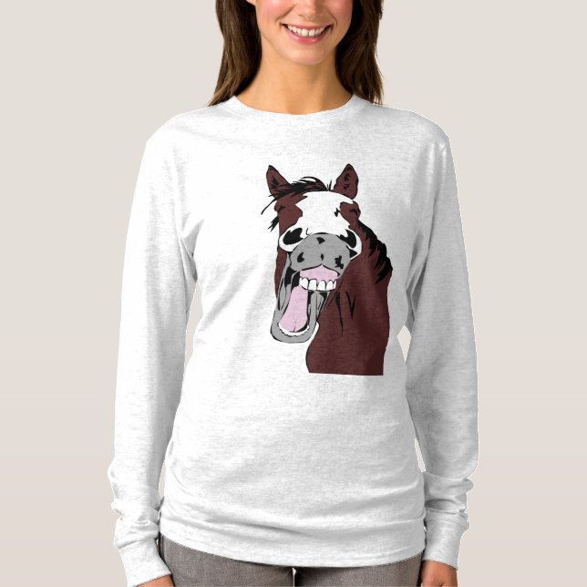 T-shirt Humour de tête de cheval de rire pour les amateurs (Devant)