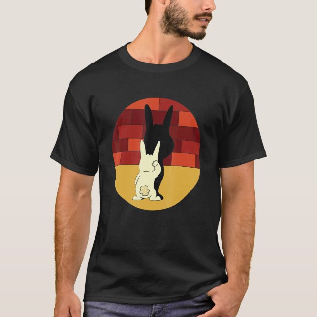 T-shirt Humour d'illusion d'ombre de Bunny Rockstar Cute (Devant)
