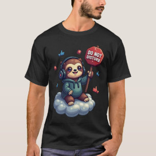 T-shirt Humour d'introverti Pixel Art Paresseux Écouteurs 