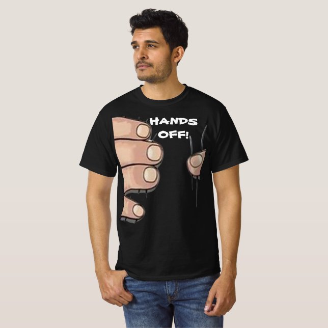 T-shirt humour drôle "Bas les pattes !" (Devant entier)