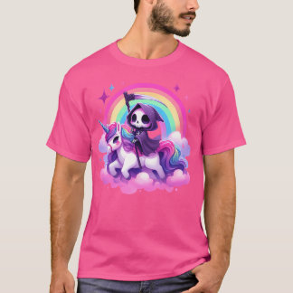T-shirt Humour drôle Rainbow Gothic Grim Reaper équitation