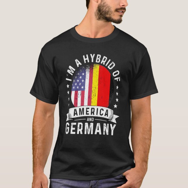 T-shirt Humour du drapeau du patriote américain allemand (Devant)