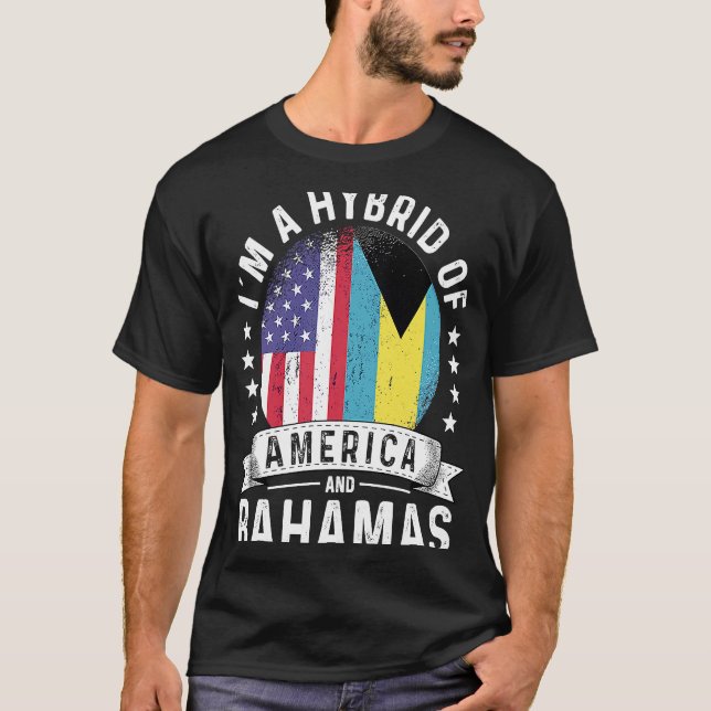 T-shirt Humour du drapeau du patriote américain bahaméen (Devant)