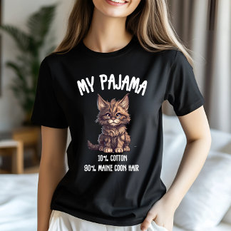 T-shirt Humour du pyjama Maine Coon