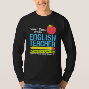 T-shirt Humour Enseignant Anglais Lecture Livres Vocabulai